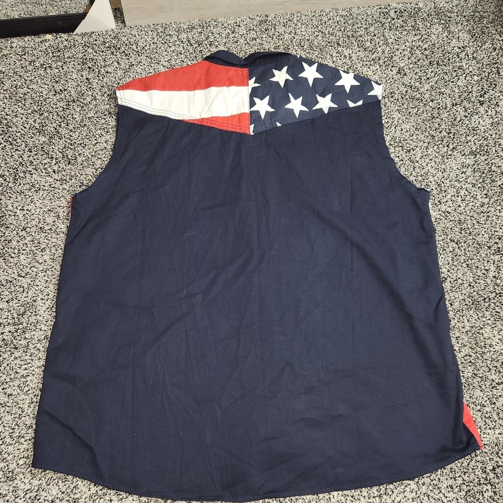 Cody James American Flag Cut Off Tank Top Snap Men Xl Western Hillbilly 4th July - Picture 9 of 9